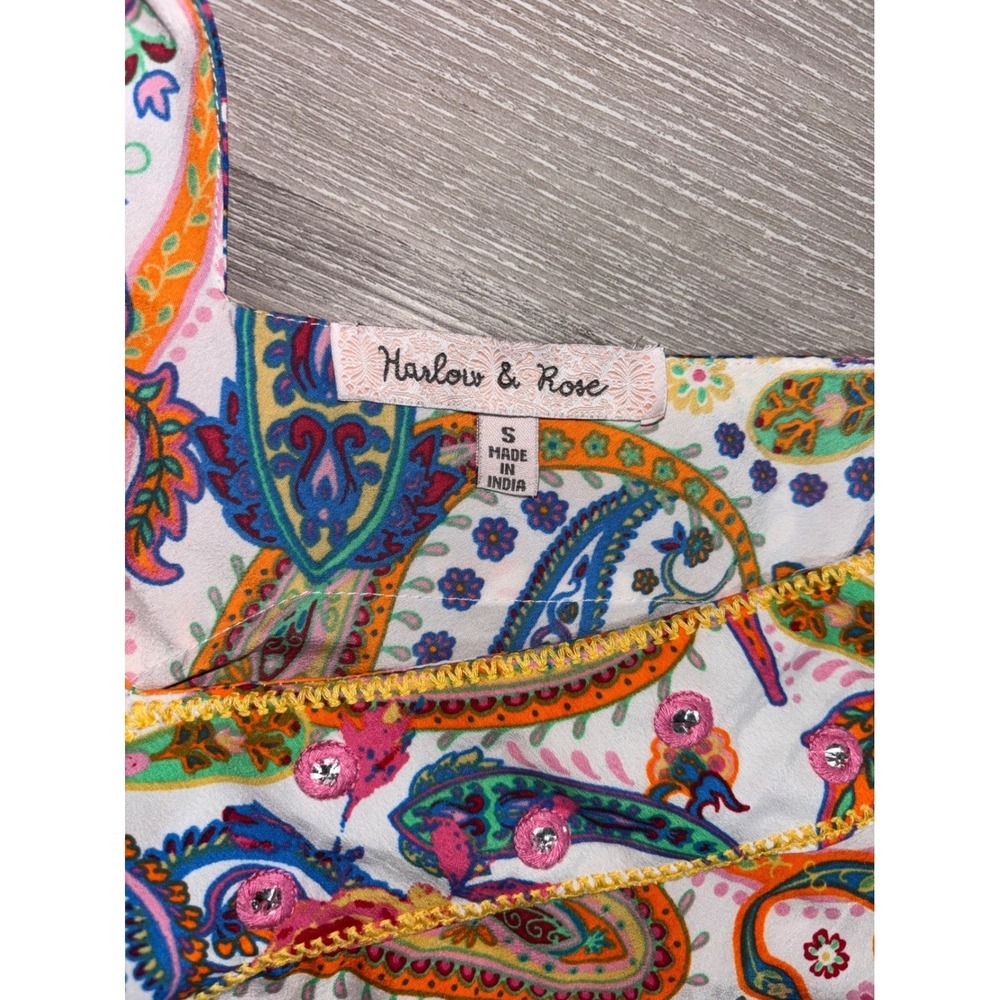 Harlow & Rose Womens S Paisley Floral Smocked Waist Maxi Dress Festival Party - Picture 3 of 5